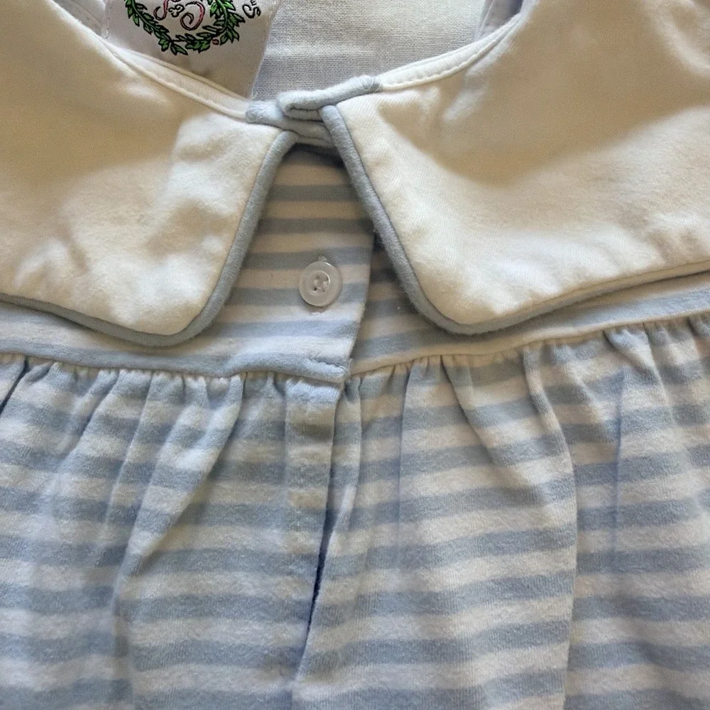 Cecil and Lou Blue White Stripe Monogrammed 